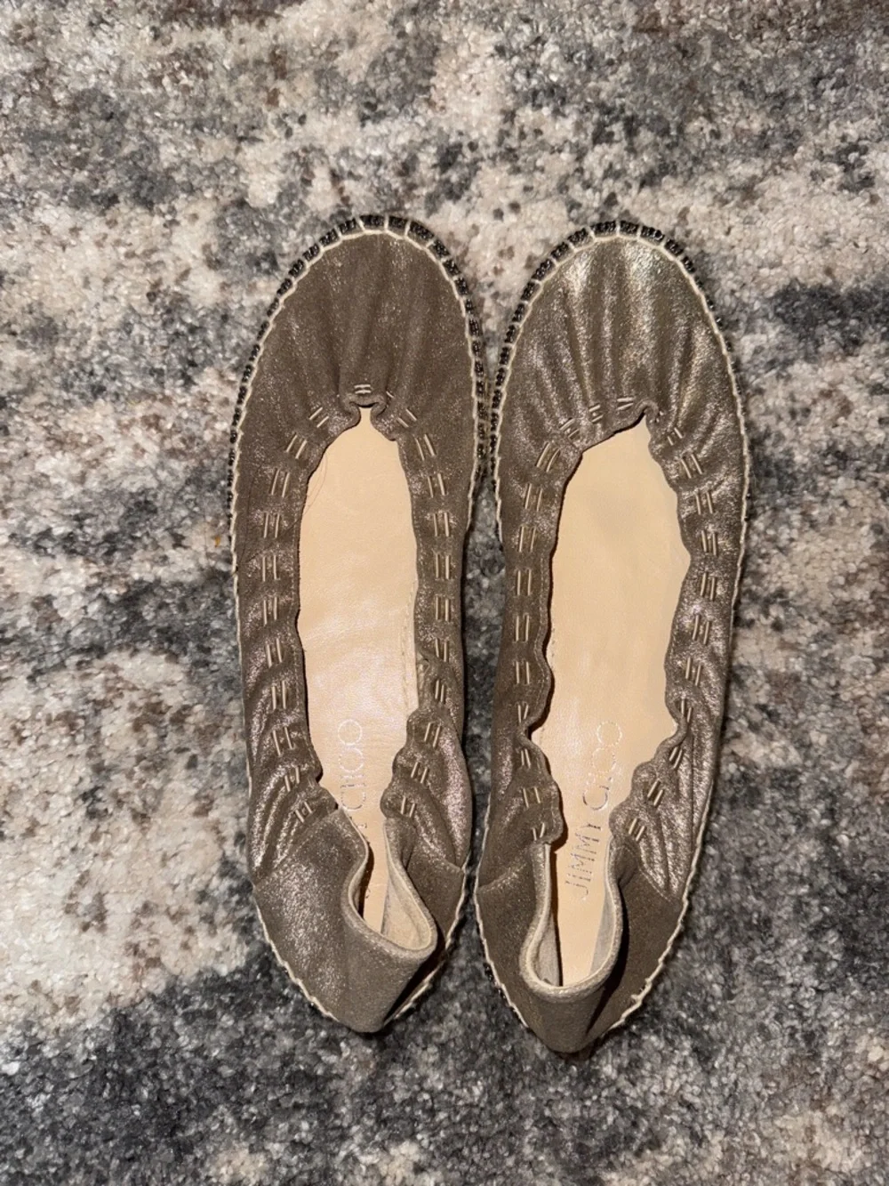 Jimmy Choo Metallic Bronze Espadrille Ballet Flats